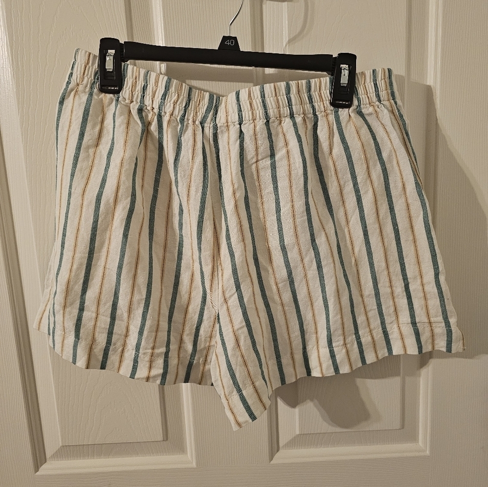 Madewell NWT Linen Viscose Blens Track Shorts in Stripe Size L - Picture 5 of 9